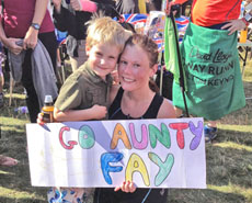 Fay at the finish line with her nephew