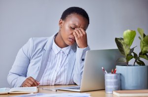 Female mad and stressed at work office